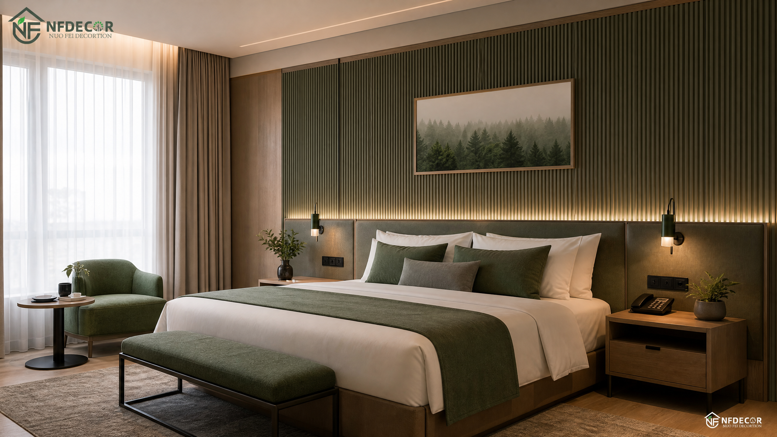 nfdecor Tambour Panels as a Guest Room Accent Wall