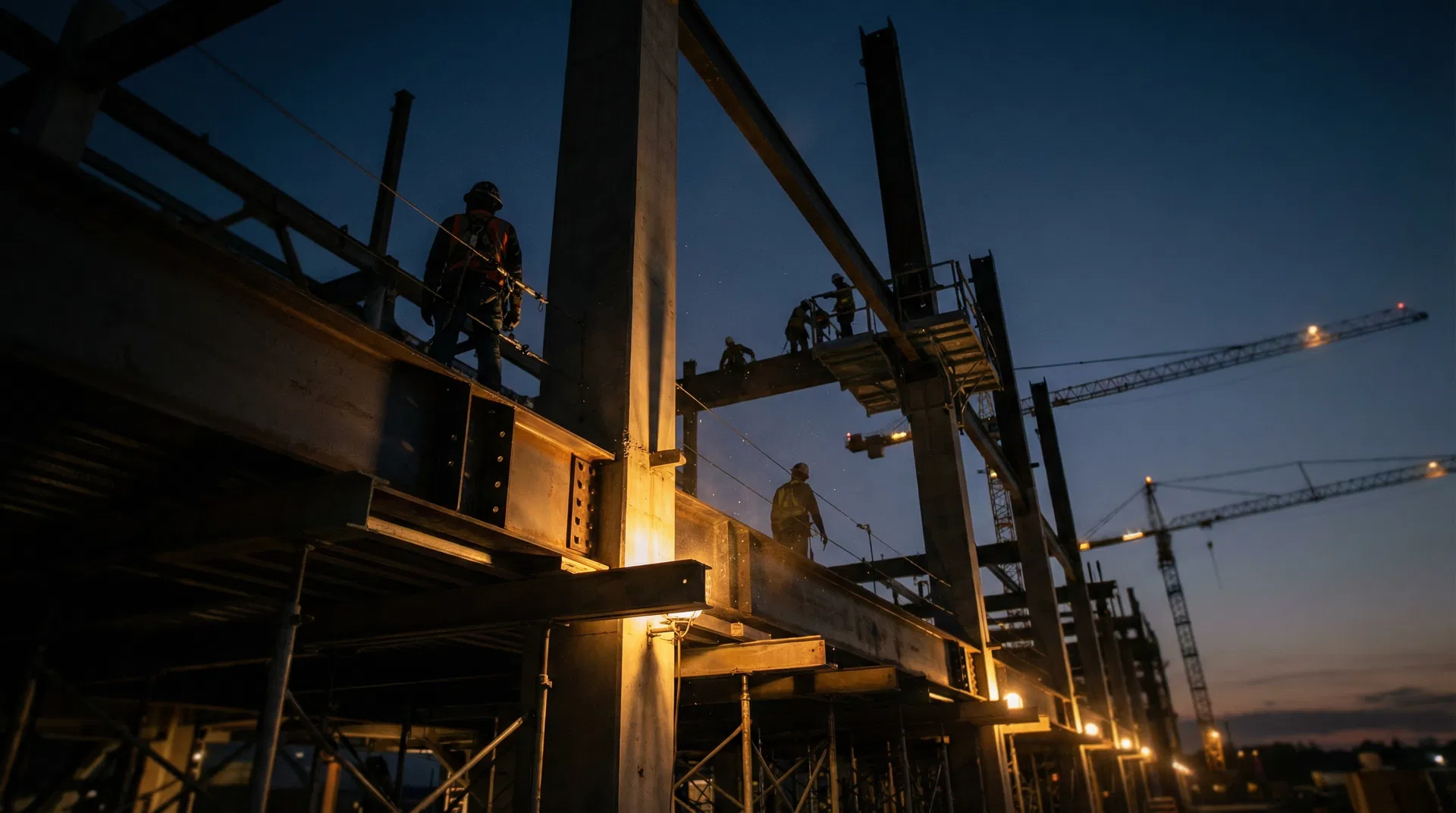 Construction site at dusk