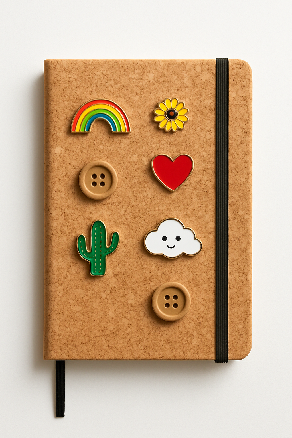 Capa de Cortiça com Pins e Botões