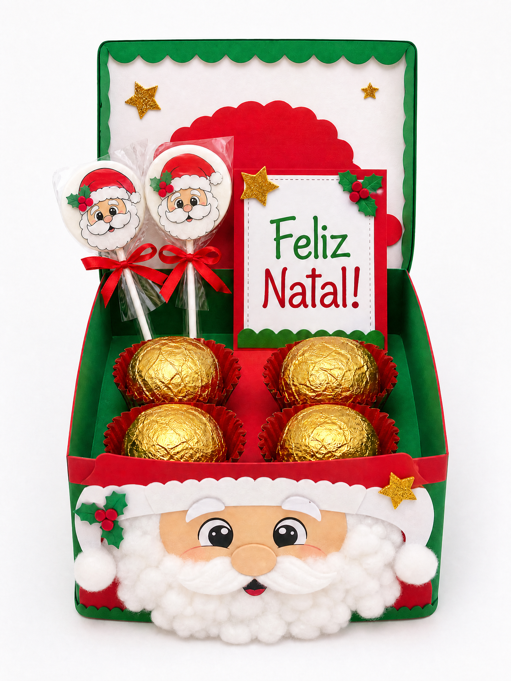Caixa natalina artesanal escolar com tema calendário de Natal