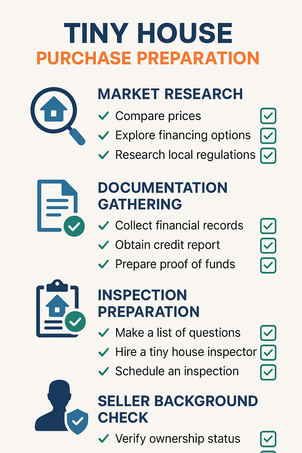 Tiny House Purchase Preparation Checklist