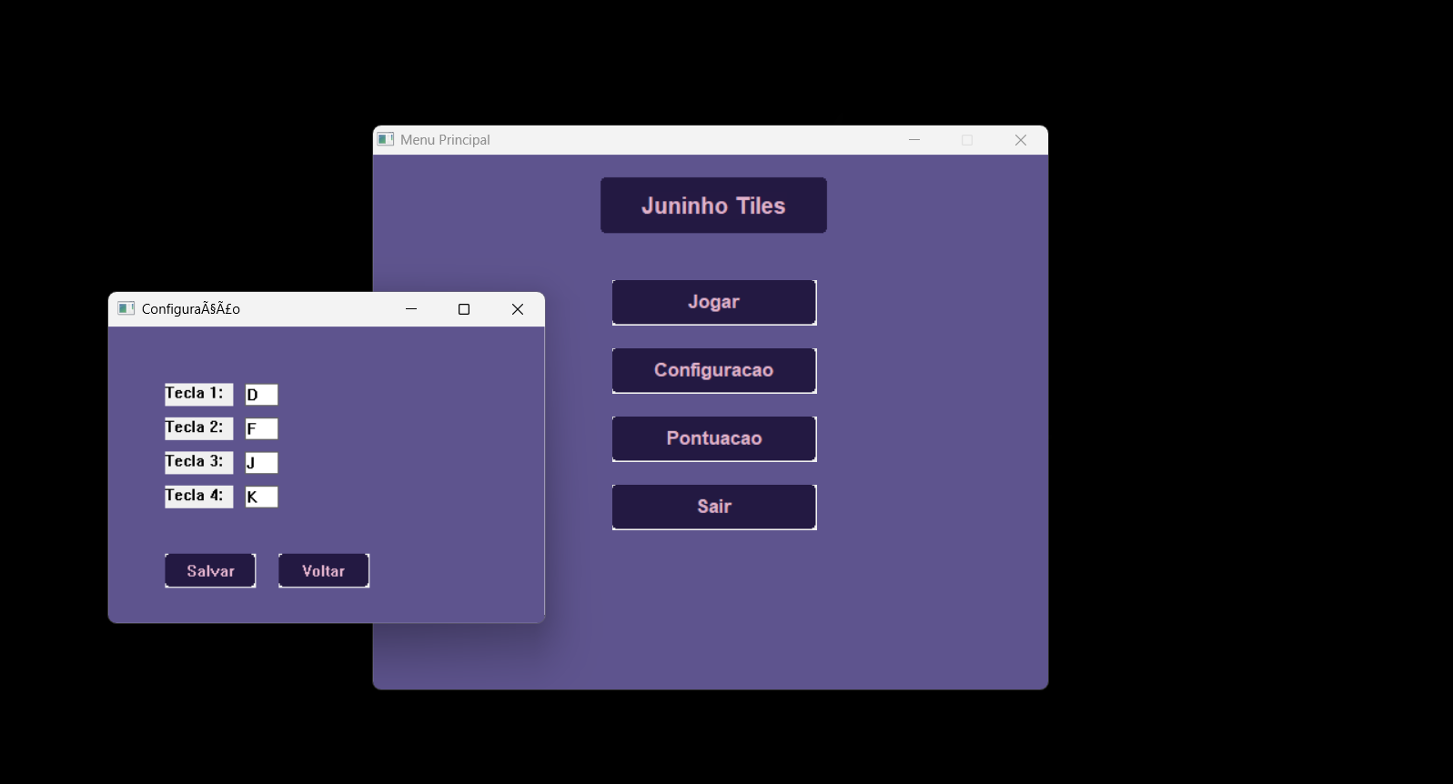 Tela de Configuração