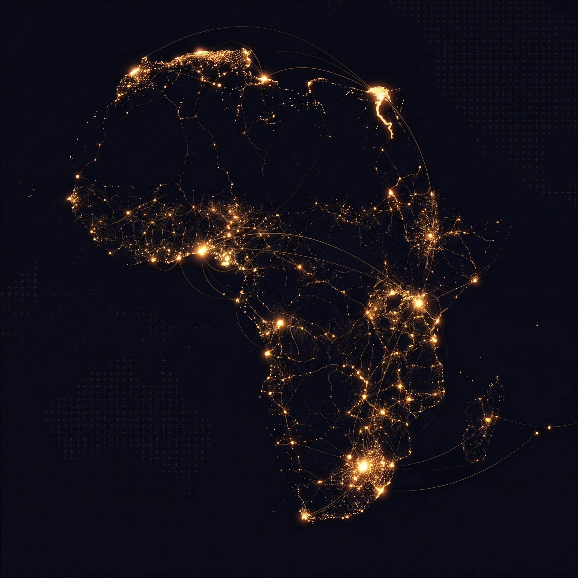 Data network map of Africa representing emerging market financial infrastructure