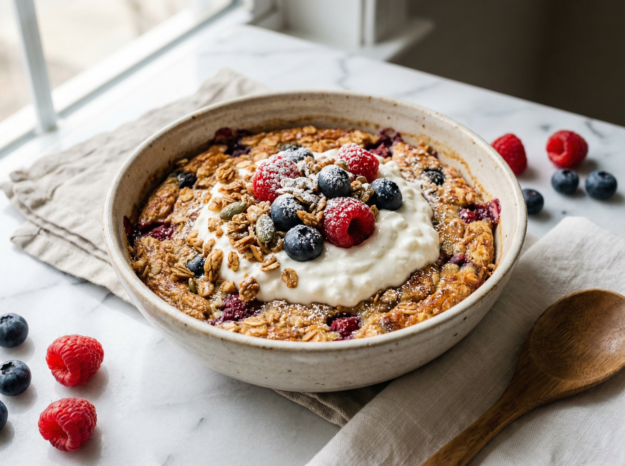 Cottage Cheese & Berry Baked Oats