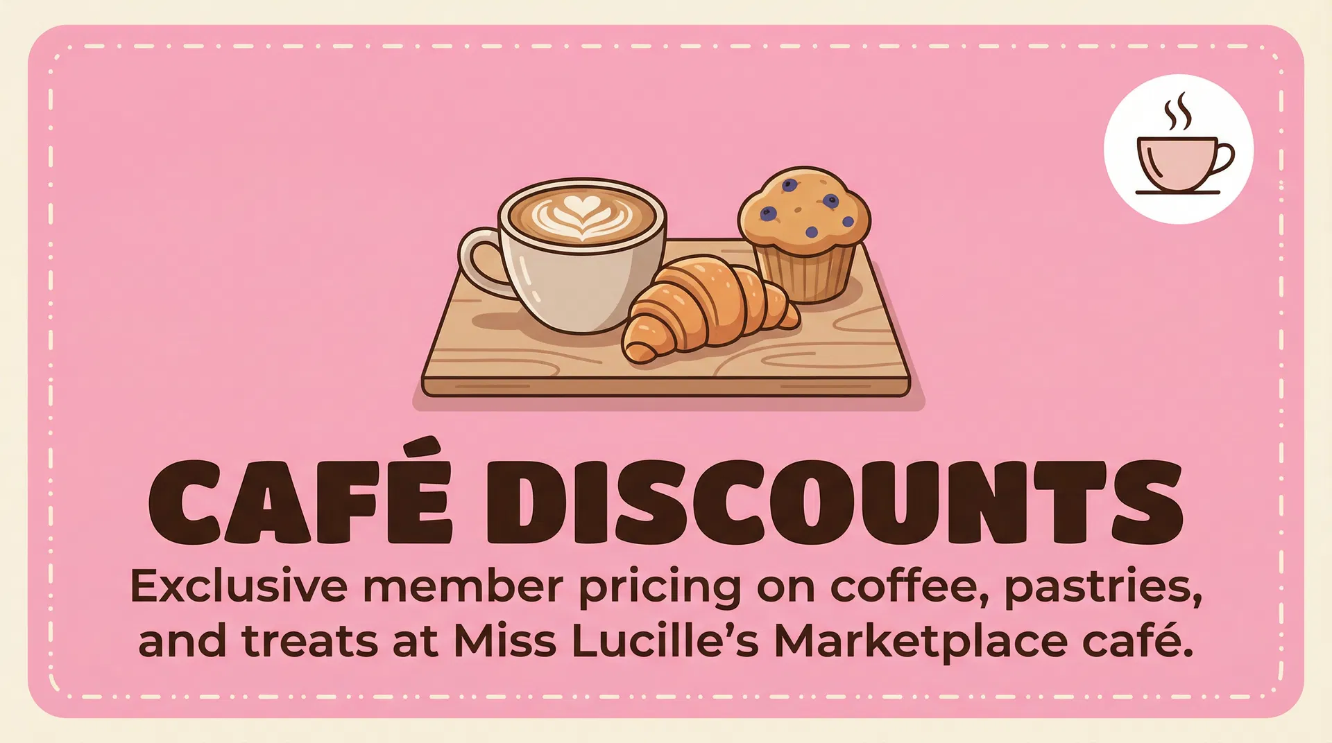 Café Discounts - Coffee, pastries, and treats on table