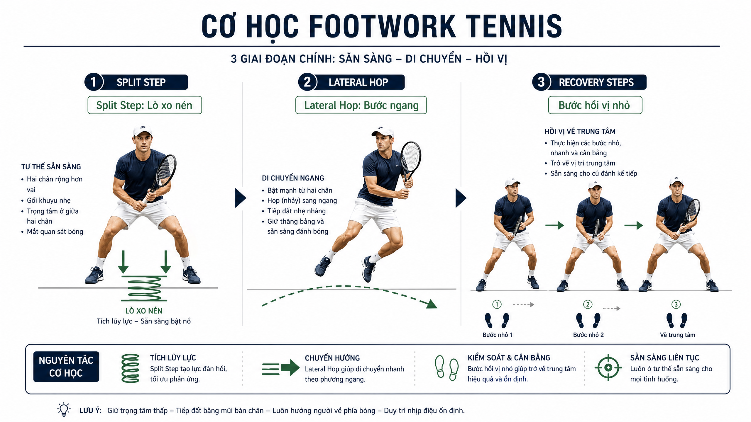 Sơ đồ cơ học Footwork trong Tennis