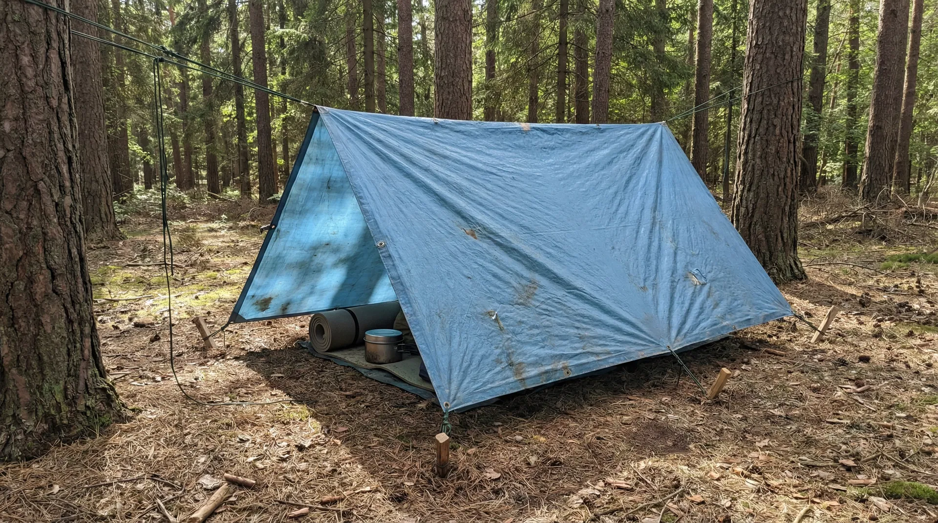 Building Emergency Shelter from Tarps and Paracord: $10 Setup