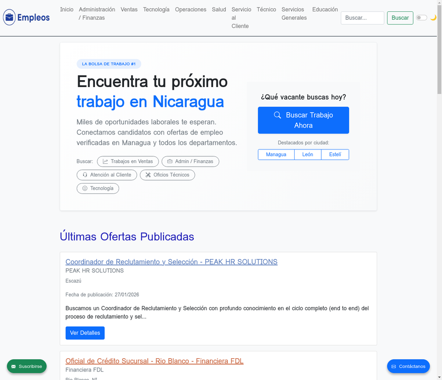 Paso 1: Lista de Empleos en Nicas.net