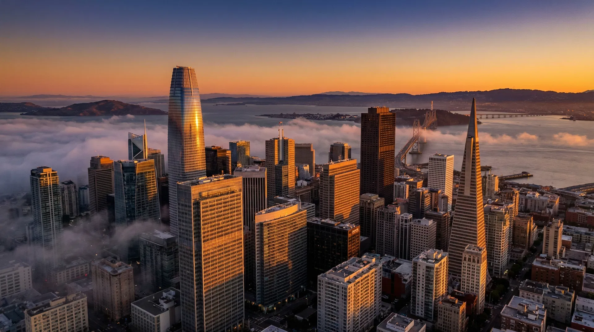 San Francisco skyline at golden hour