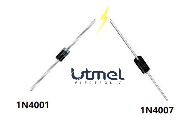 A visual comparison of the 1N4001 and 1N4007 diodes.