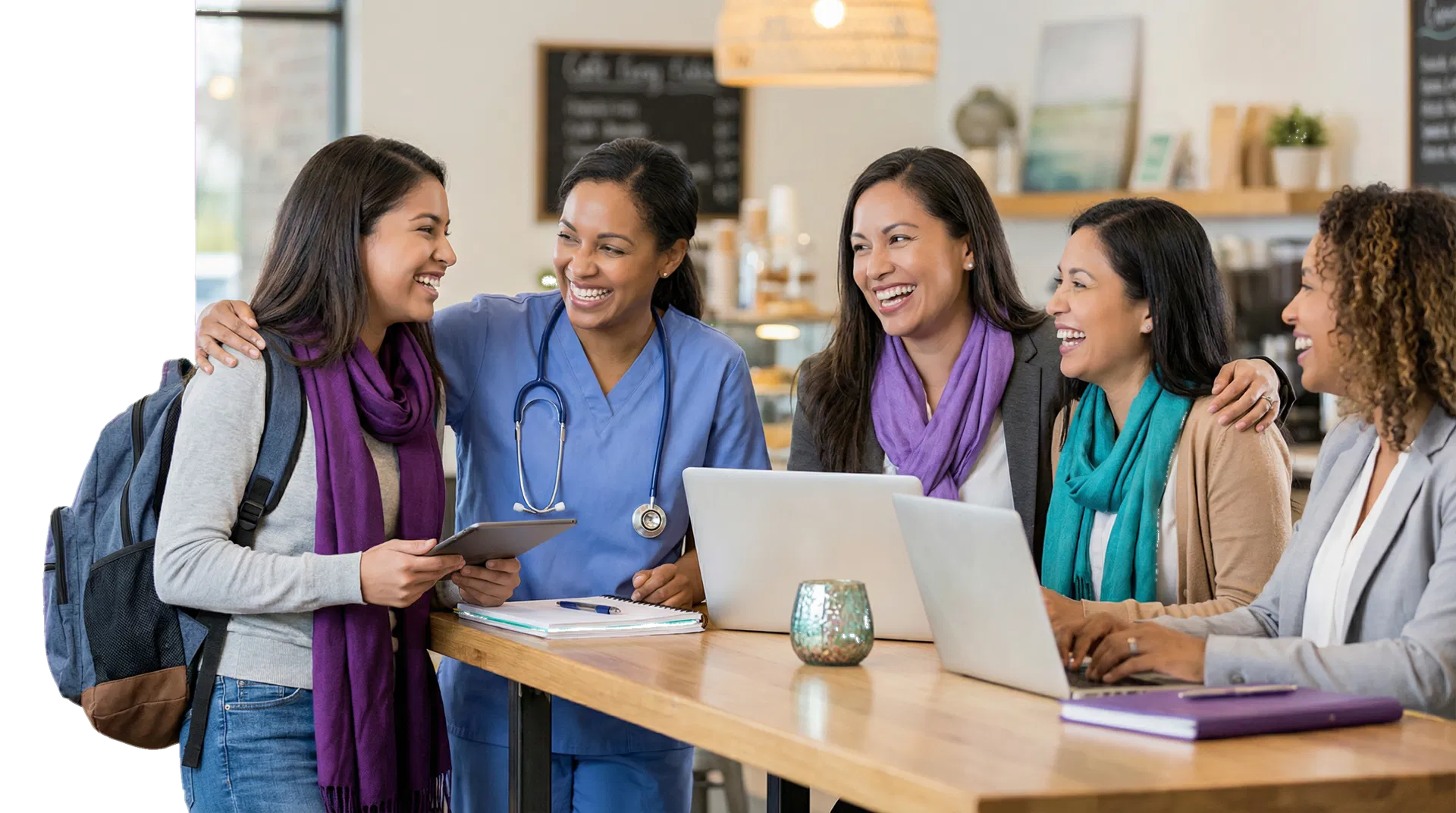 Diverse group of happy women