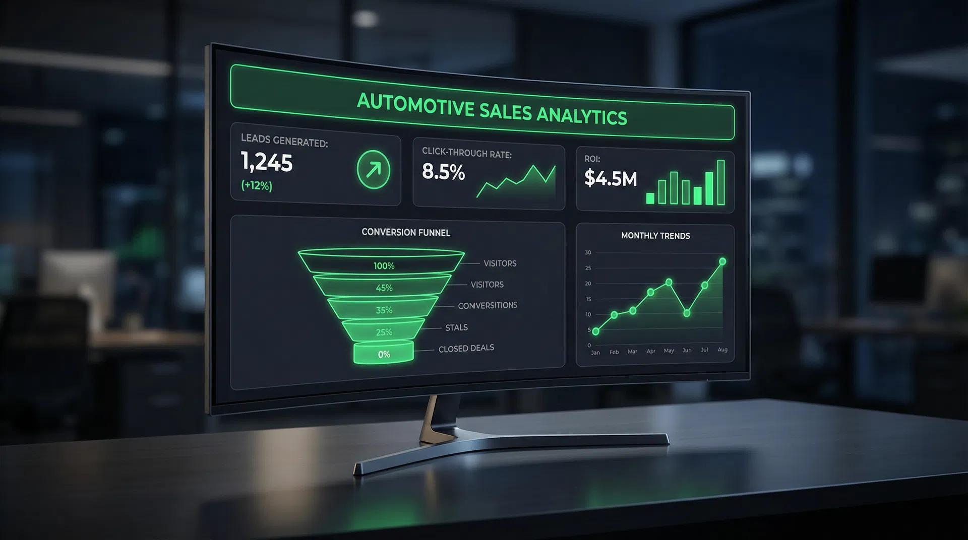 Dashboard de analytics de vendas automotivas com métricas em tempo real