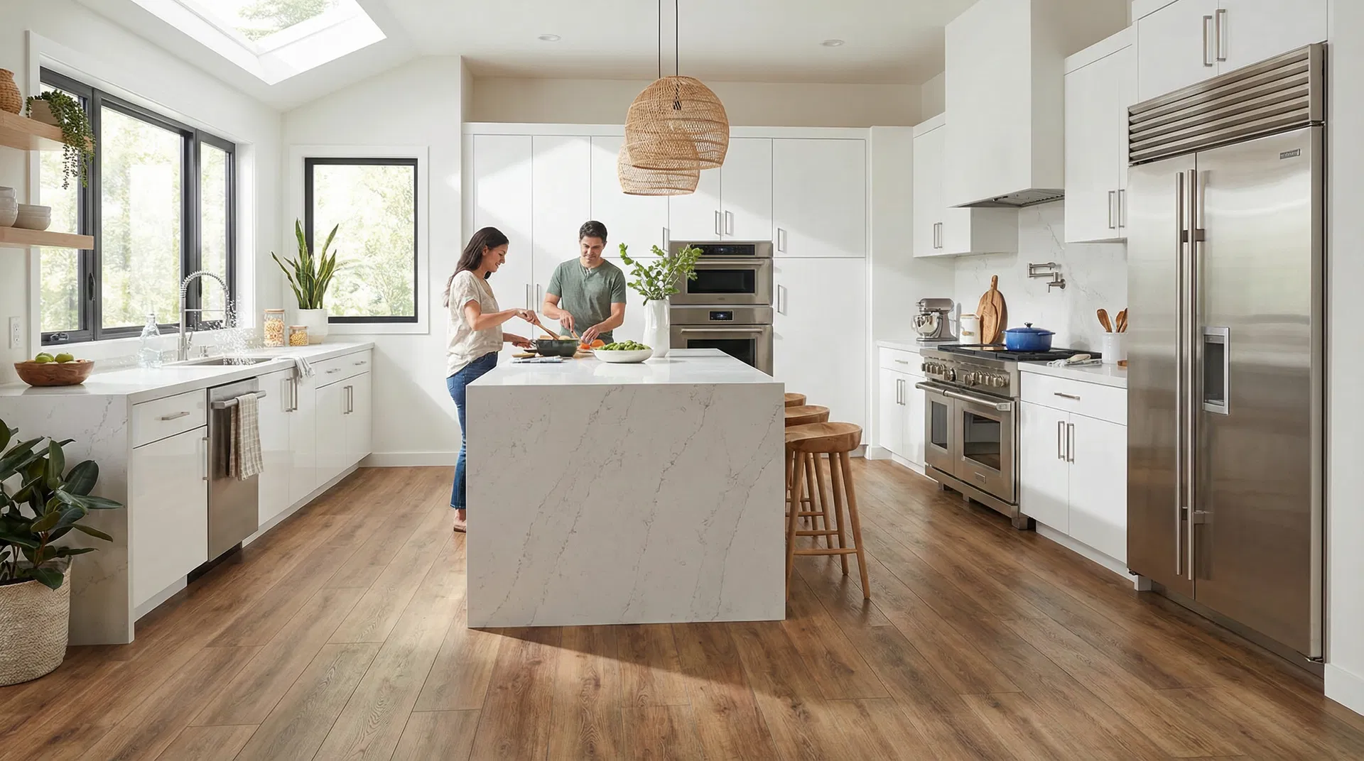 Luxury vinyl plank in modern kitchen
