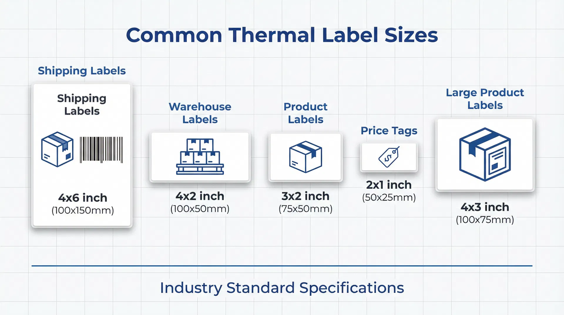 Thermal label size comparison chart