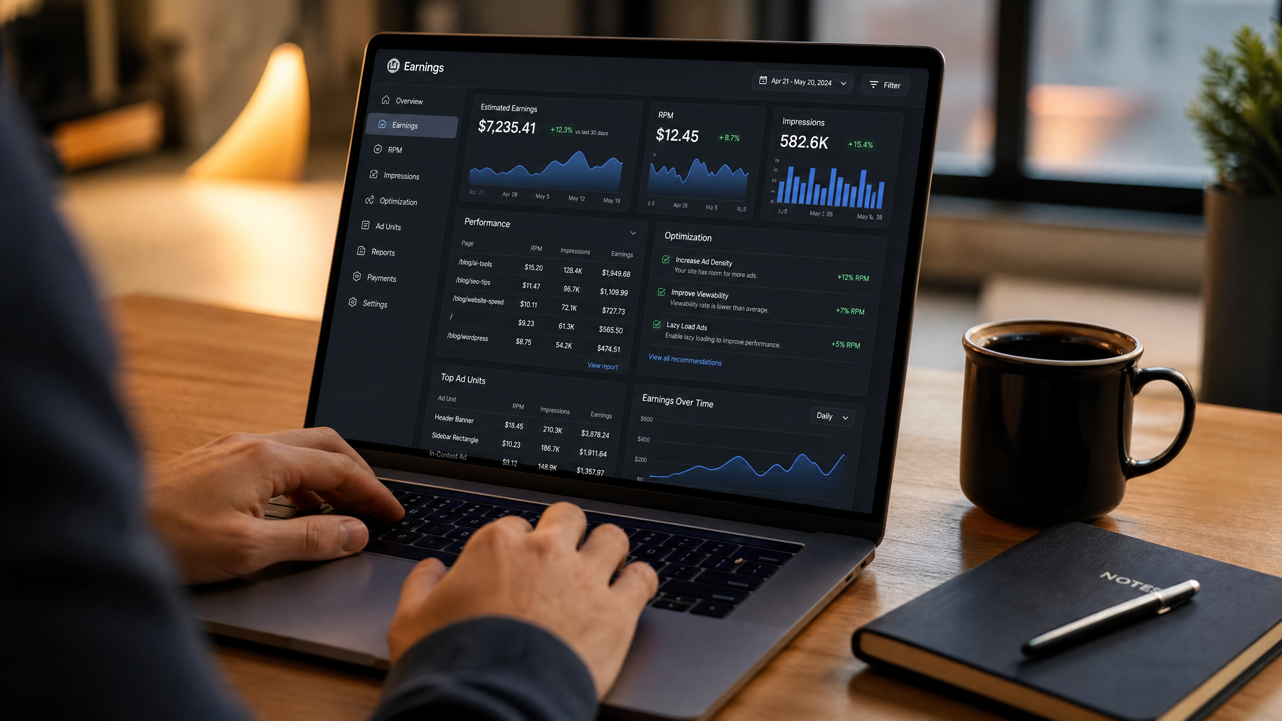 AdX vs Ezoic Comparison Publisher Revenue Growth Dashboard