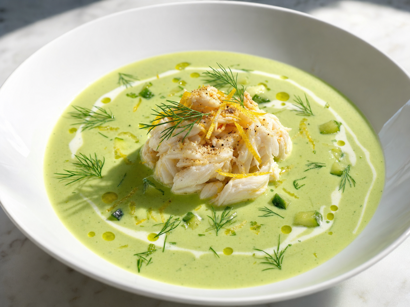 Chilled avocado cucumber soup