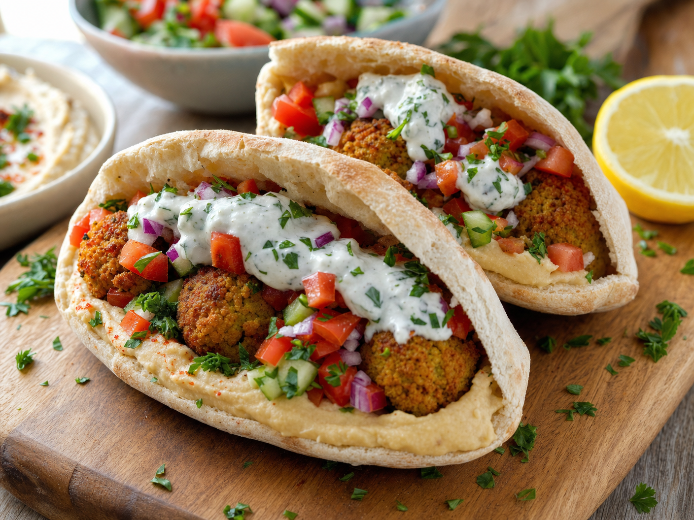 Mediterranean stuffed pita pockets