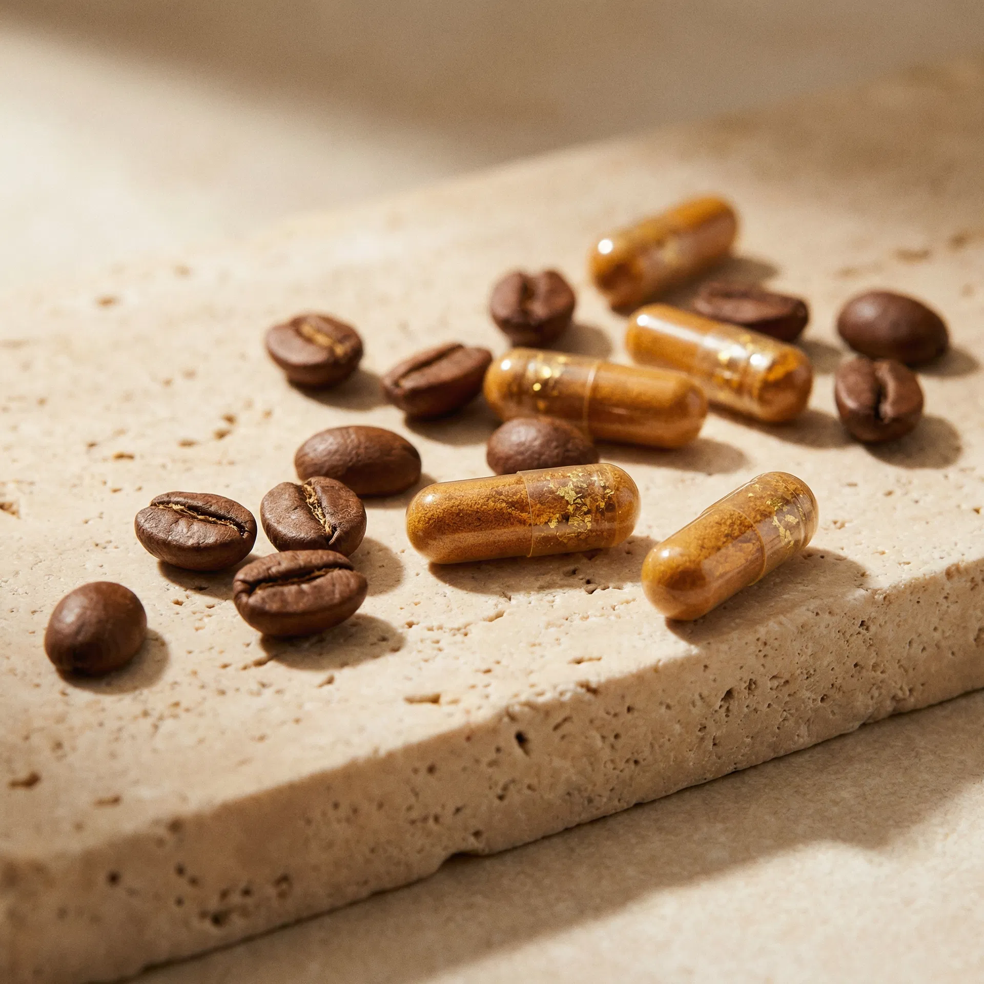 Coffee beans and biotin capsules