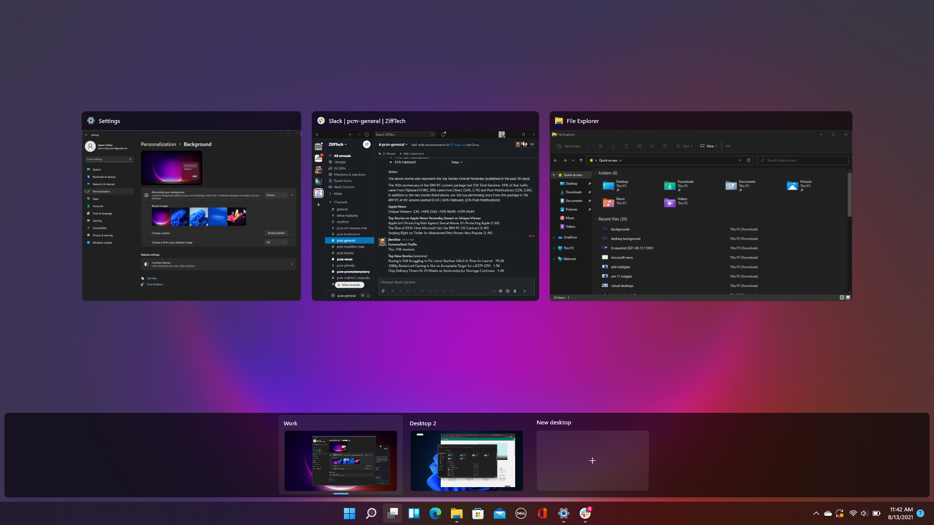 Antarmuka Task View untuk mengelola Virtual Desktop
