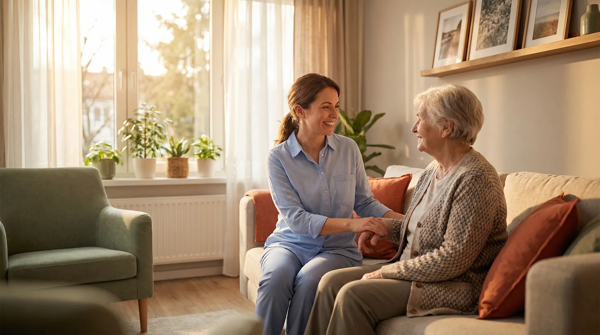 Compassionate caregiver with elderly person