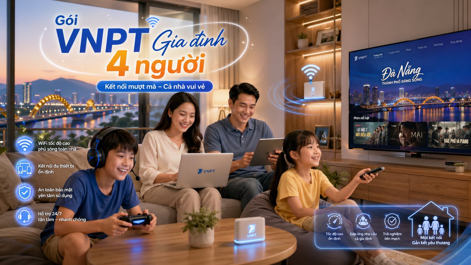 Gói VNPT phù hợp gia đình 4 người