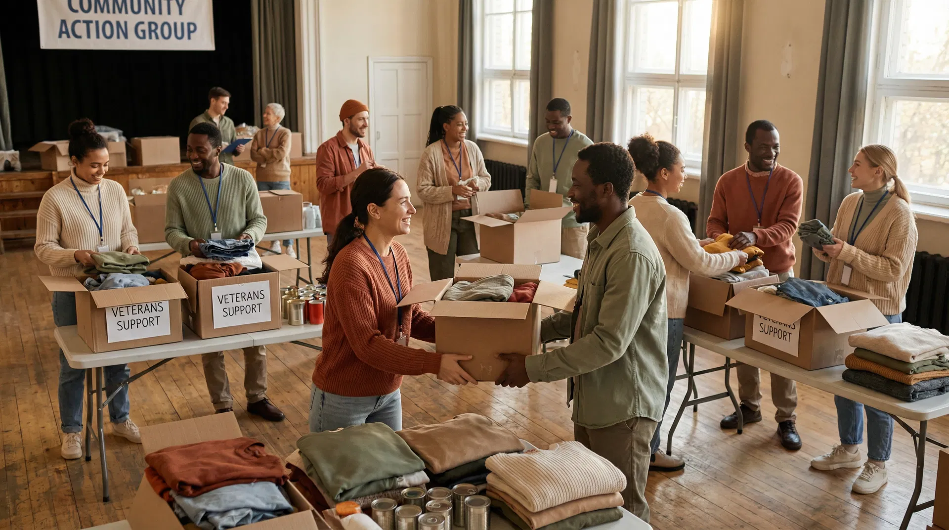 Volunteers Organizing Donations