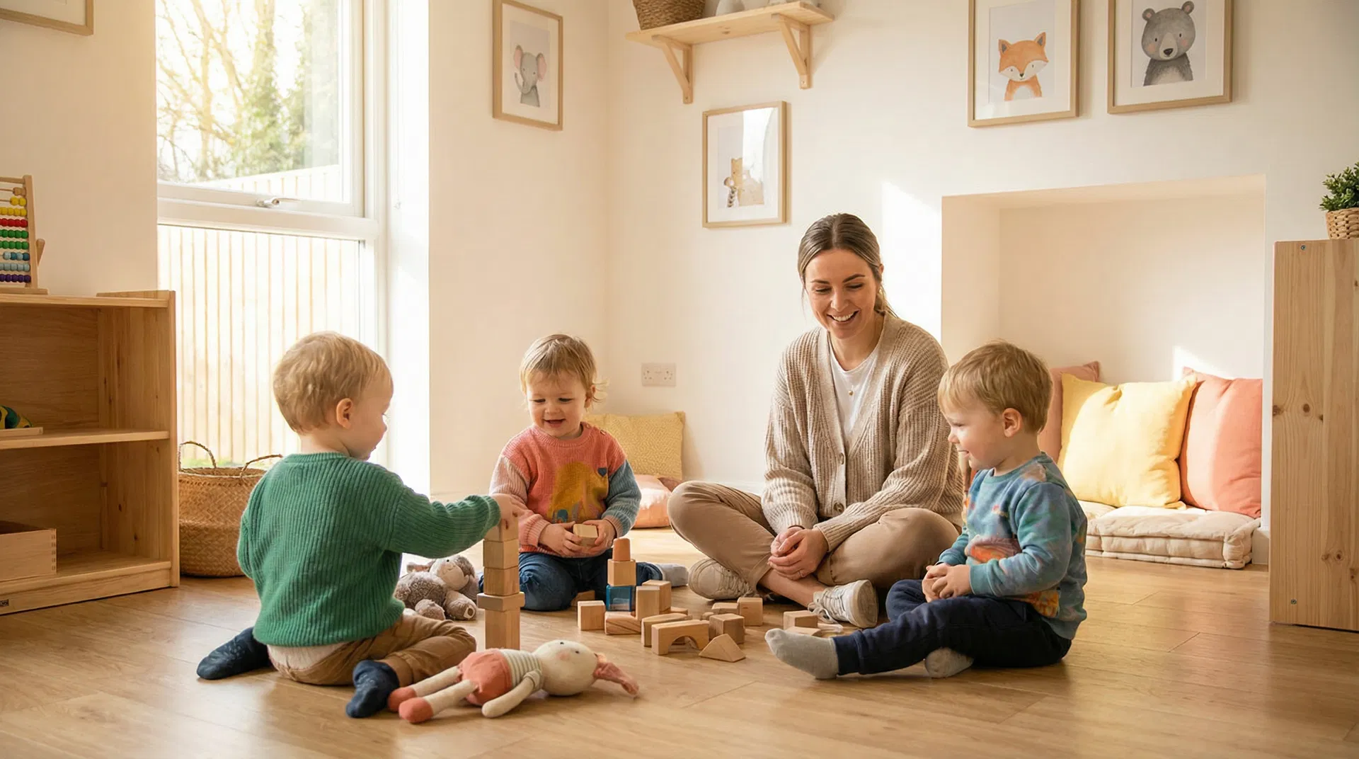 Enfants jouant dans la micro-crèche Les Berceaux d'à Côté à Dourdan — garde d'enfants Essonne
