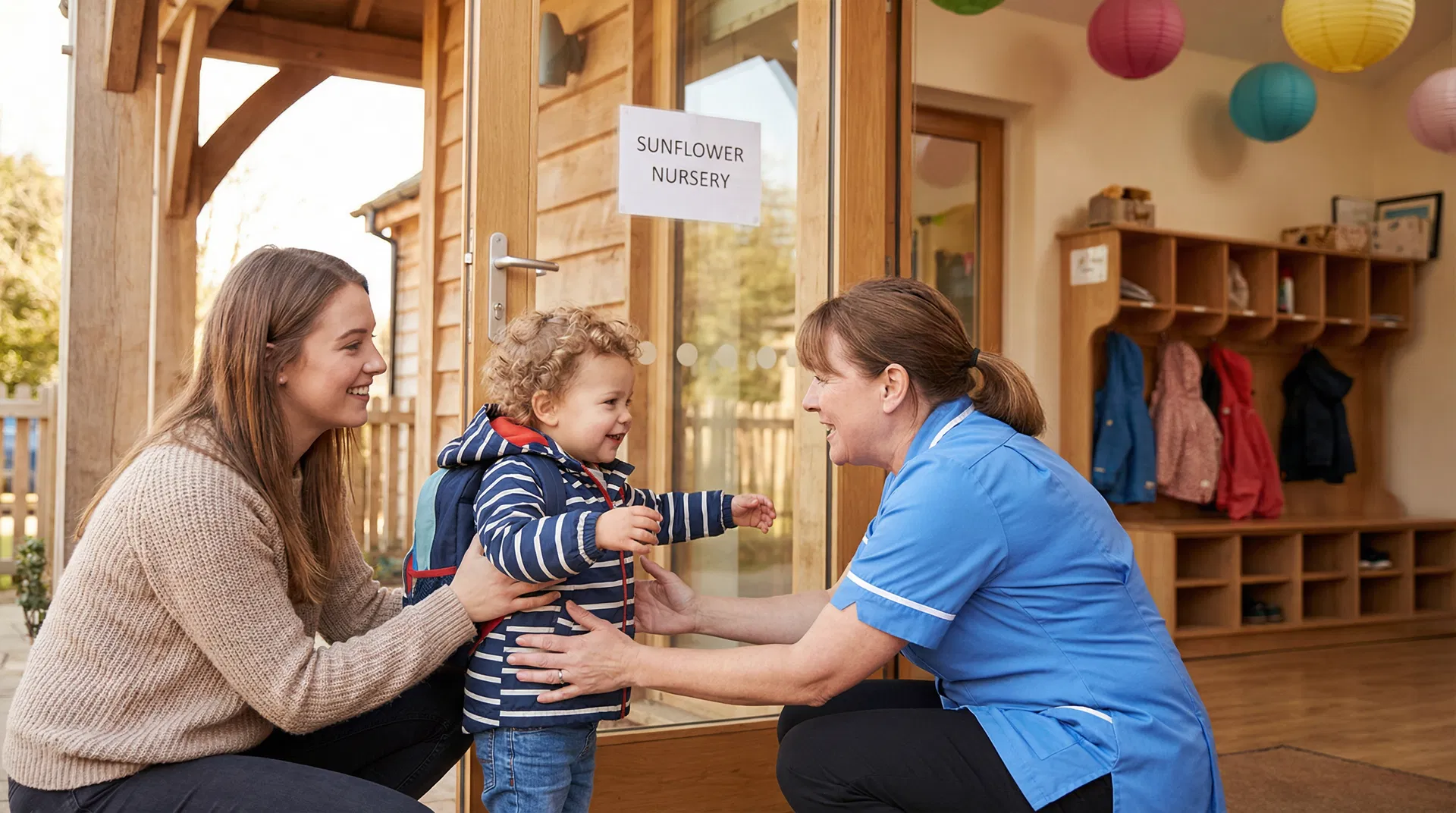 Parent confiant son enfant à la crèche