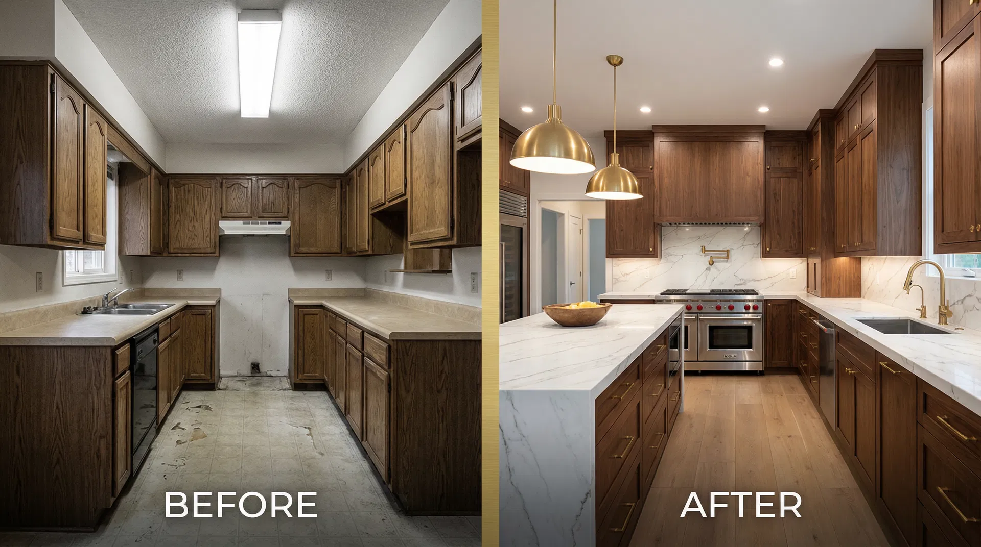 Kitchen transformation before and after