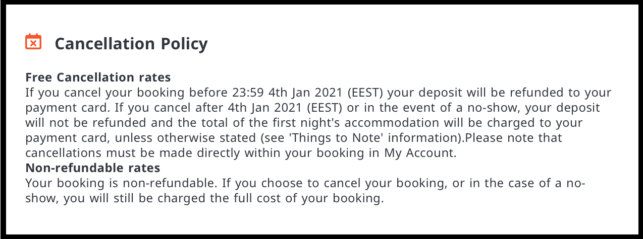 Política de cancelamento de hostel