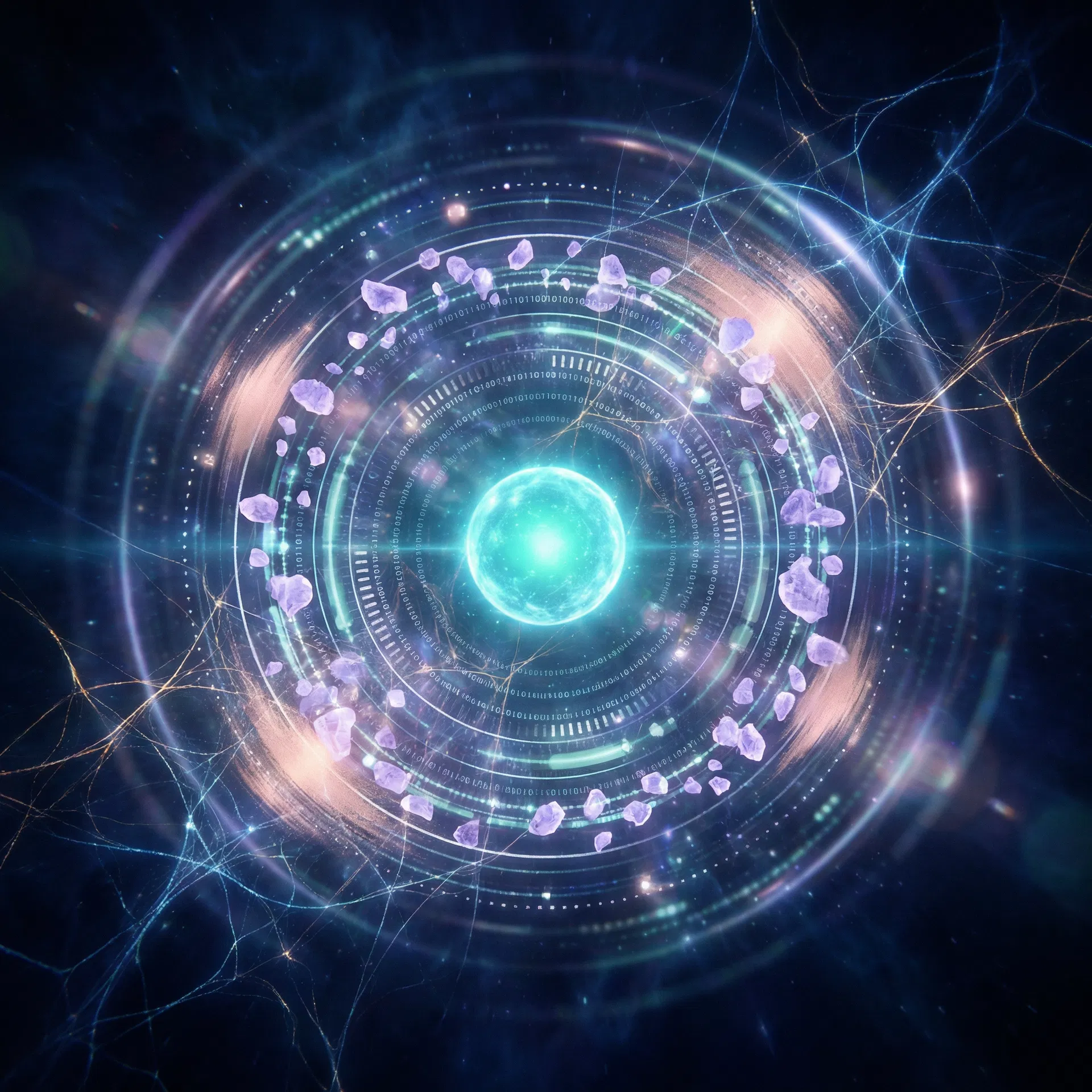 Q AI thinking process - neural pathways and data layers visualization