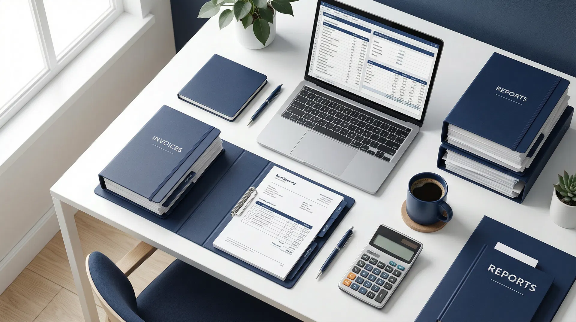 Professional bookkeeping workspace