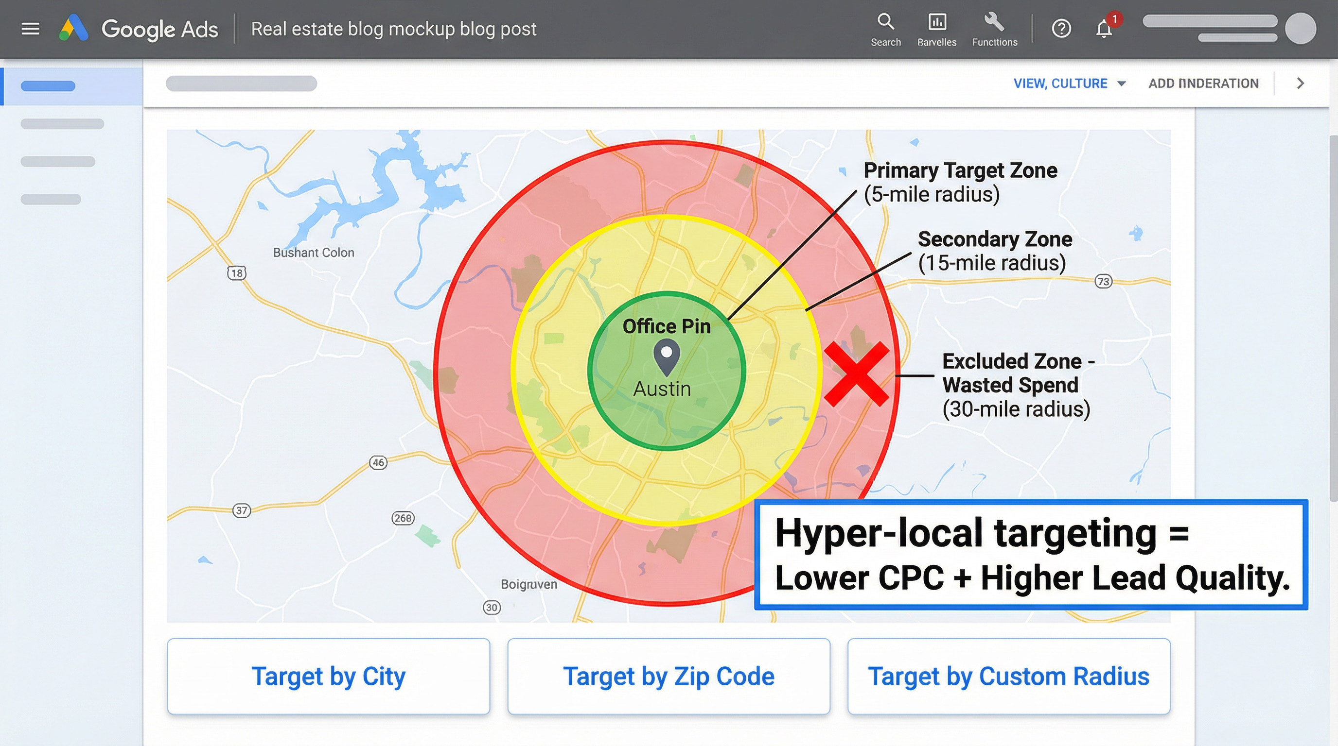 Local Targeting Radius Map Mockup
