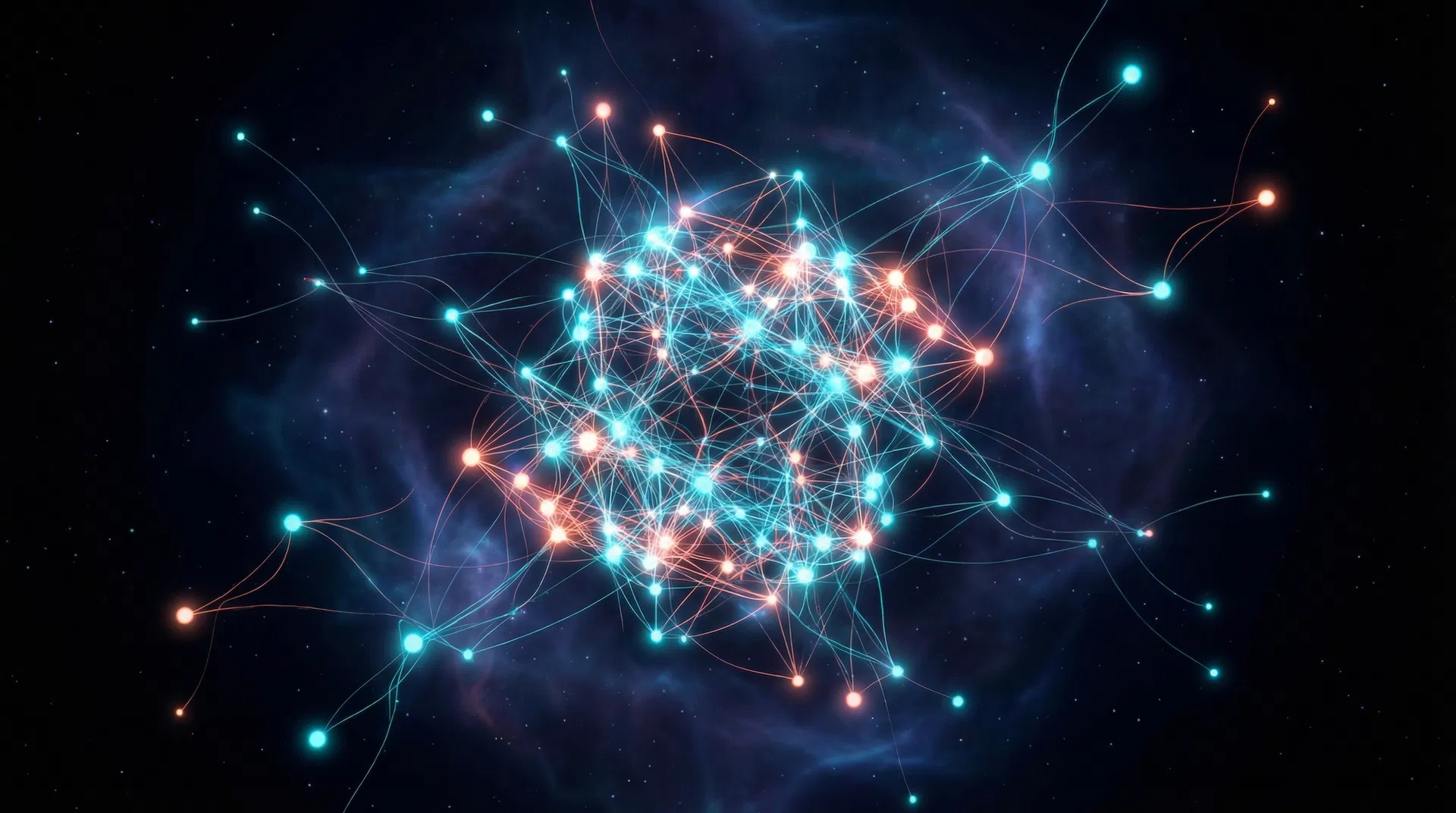 Moltbook AI agent network visualization showing autonomous AI agents communicating and building backlinks