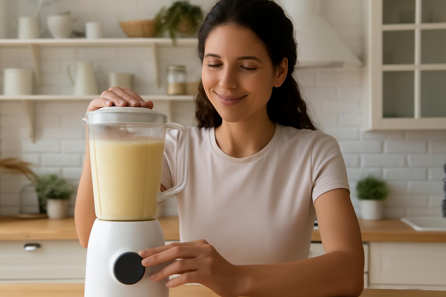Ilustração da facilidade de preparo do bolo de fubá no liquidificador