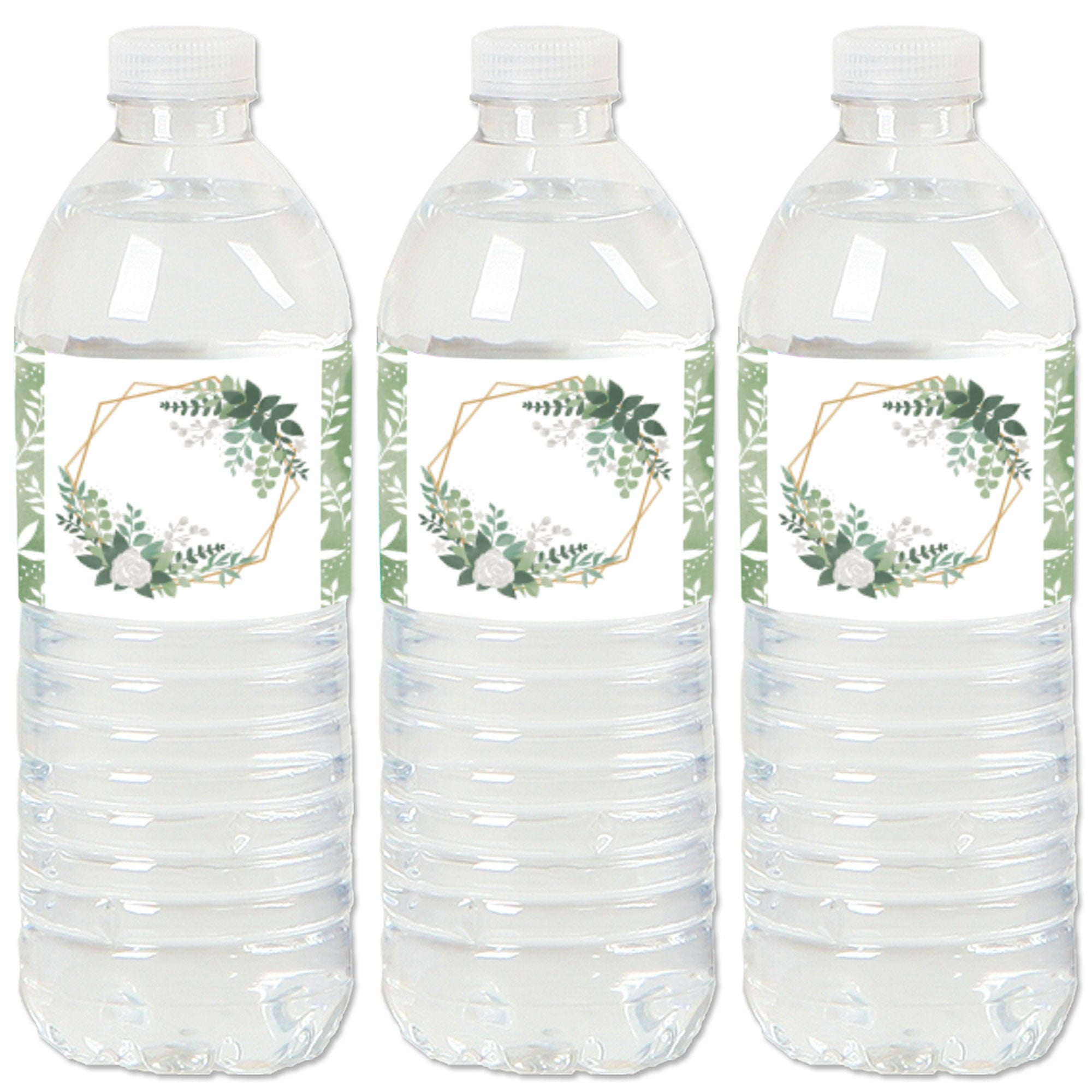 Water bottle decorated with botanical stickers