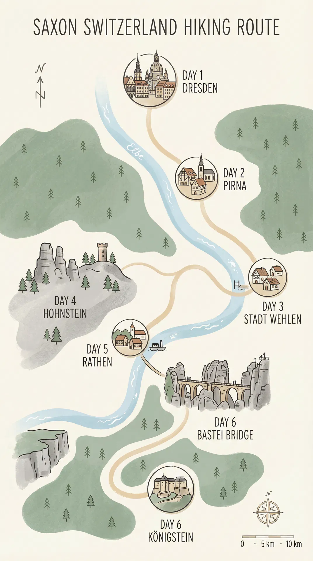 Saxon Switzerland Hiking Route Map