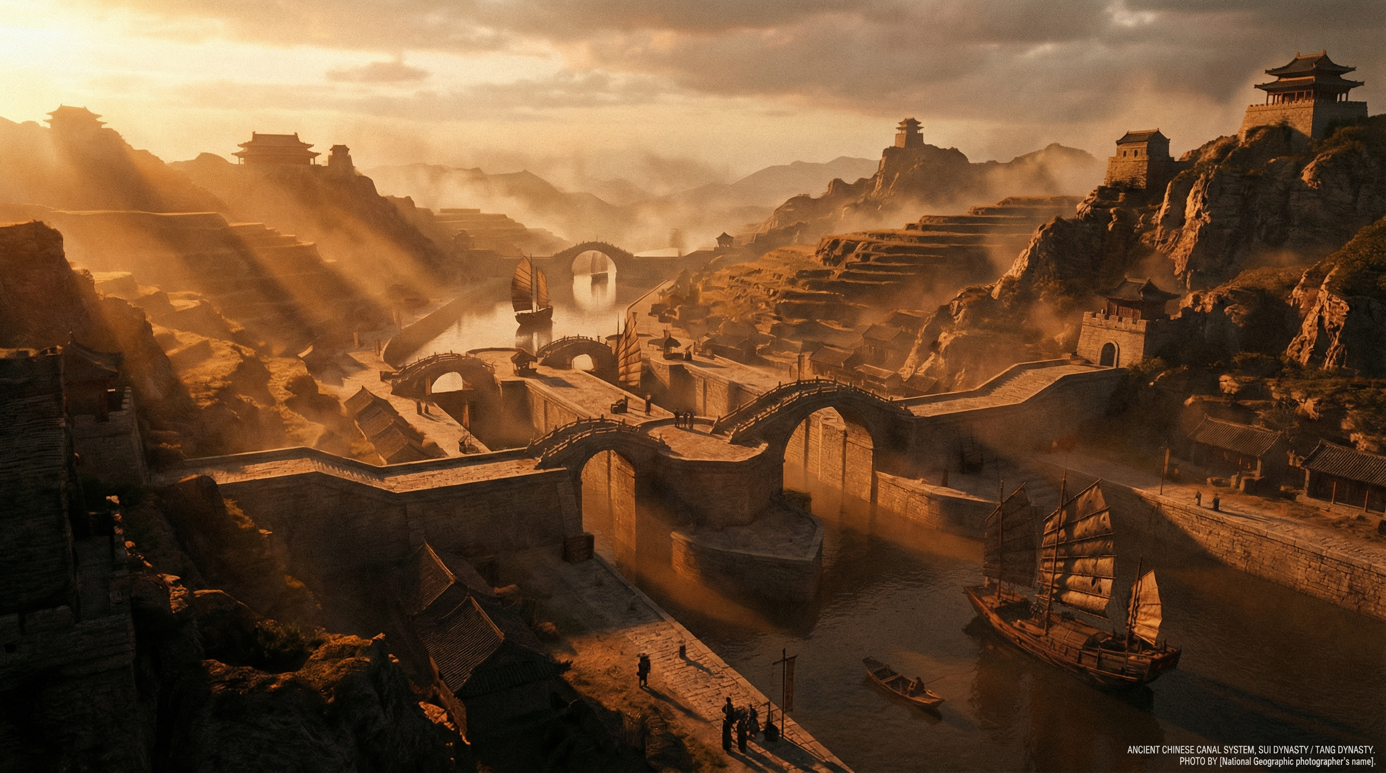 Ancient Chinese Canal System — Sui Dynasty / Tang Dynasty China ancient artifact, Medieval