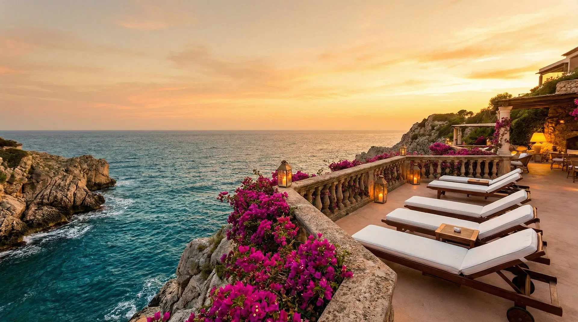 Luxury Mediterranean hotel terrace