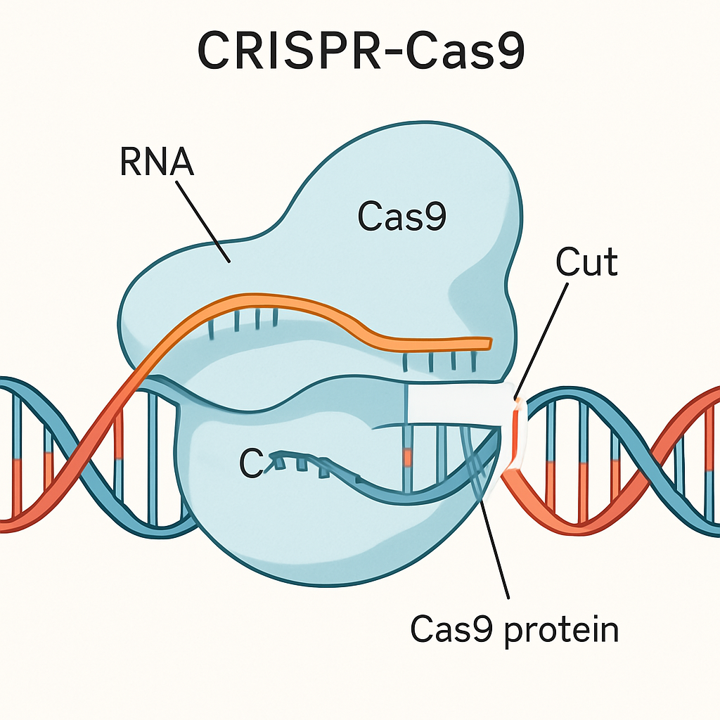 Conceptual illustration of CRISPR-Cas9 gene editing