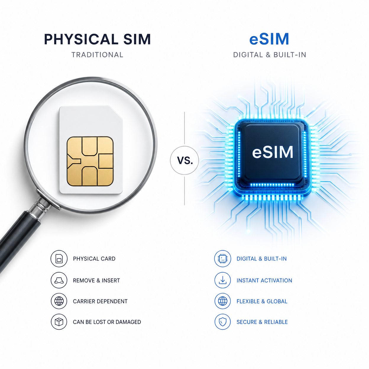 Comparison: Physical SIM vs eSIM