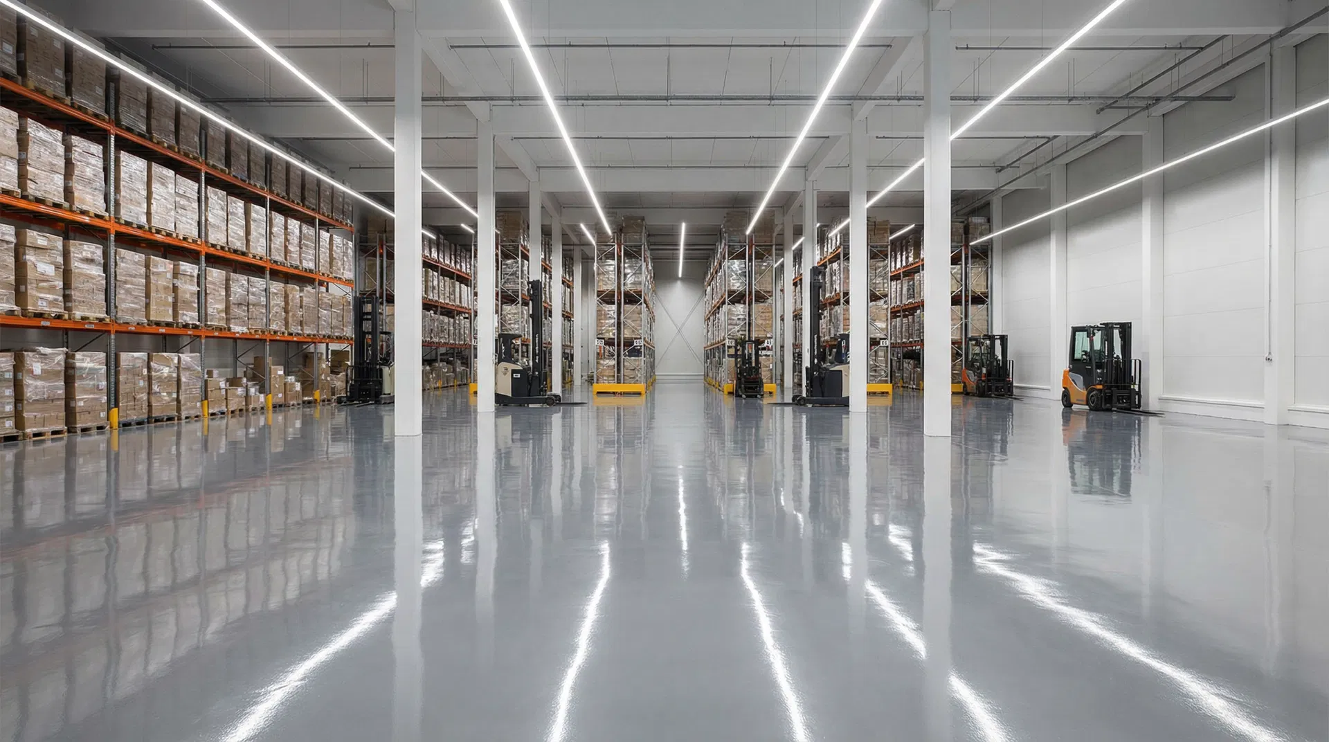 Commercial warehouse with high-gloss epoxy floor