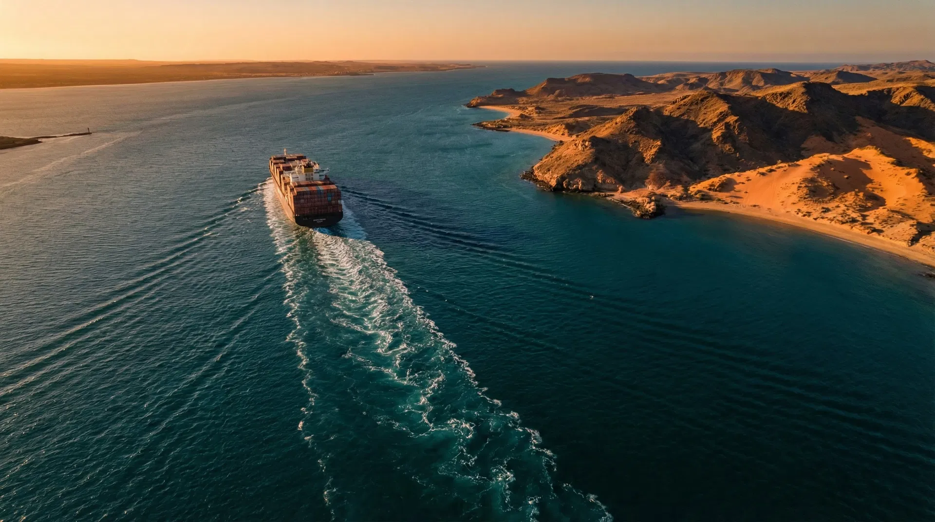 Ship navigating Middle Eastern waters