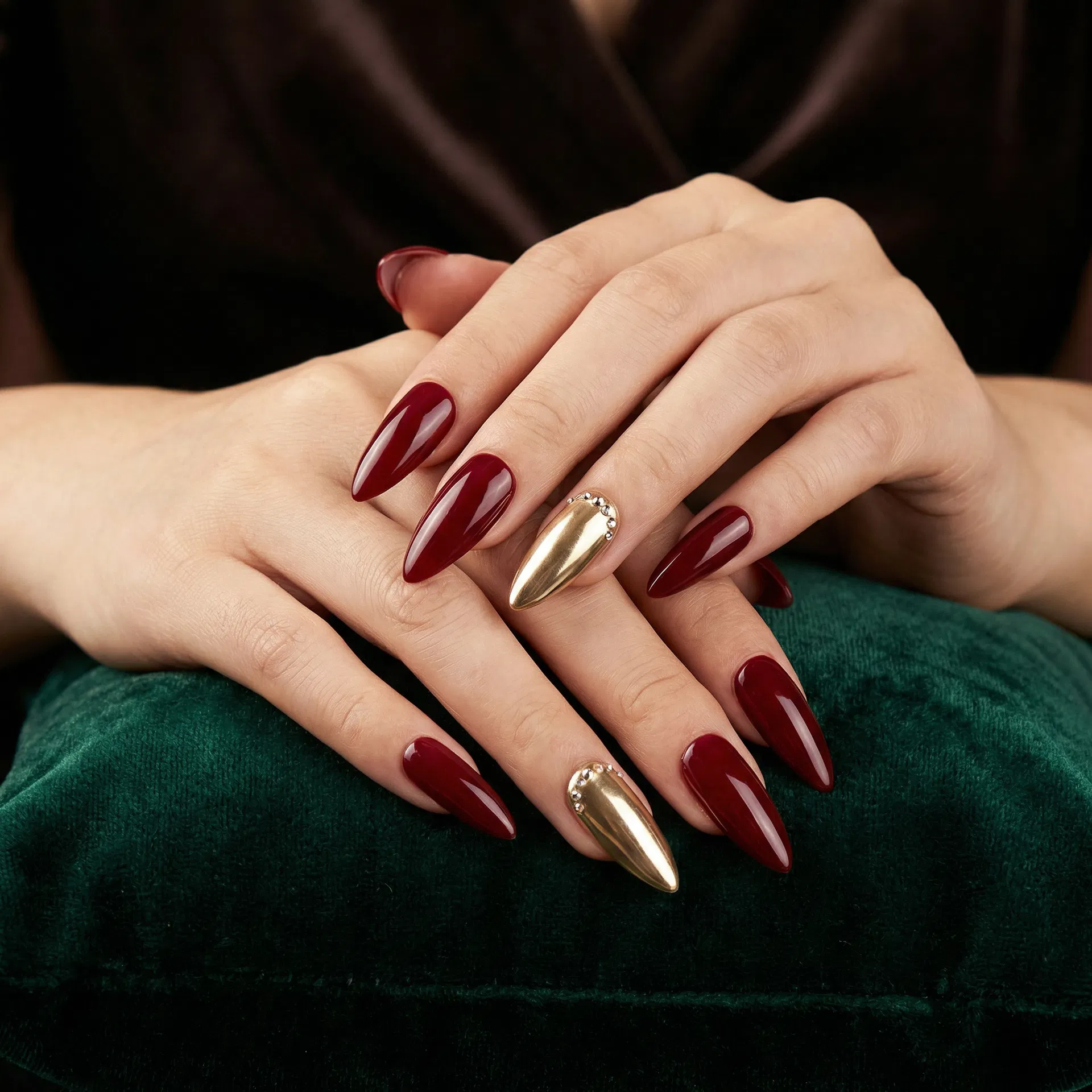 Uñas Glamour Burgundy