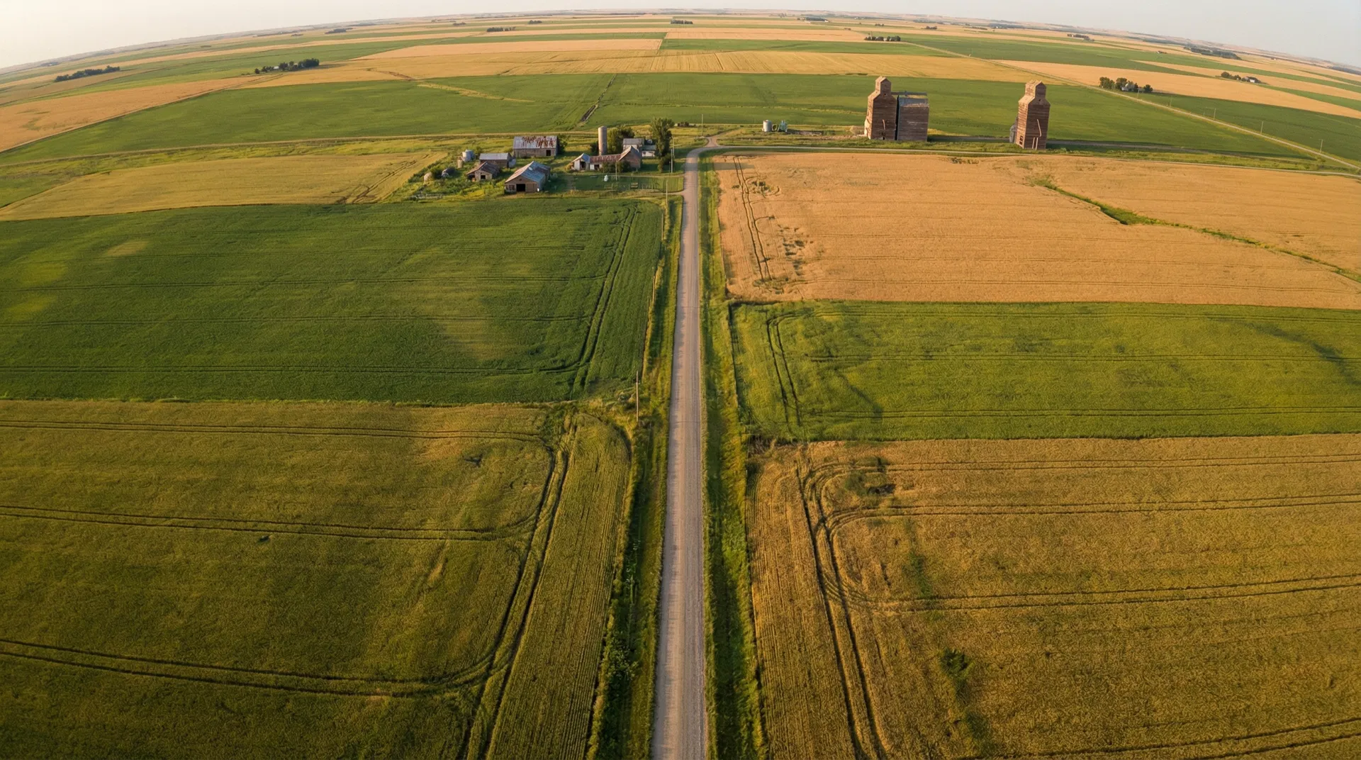 Saskatchewan farmland aerial view