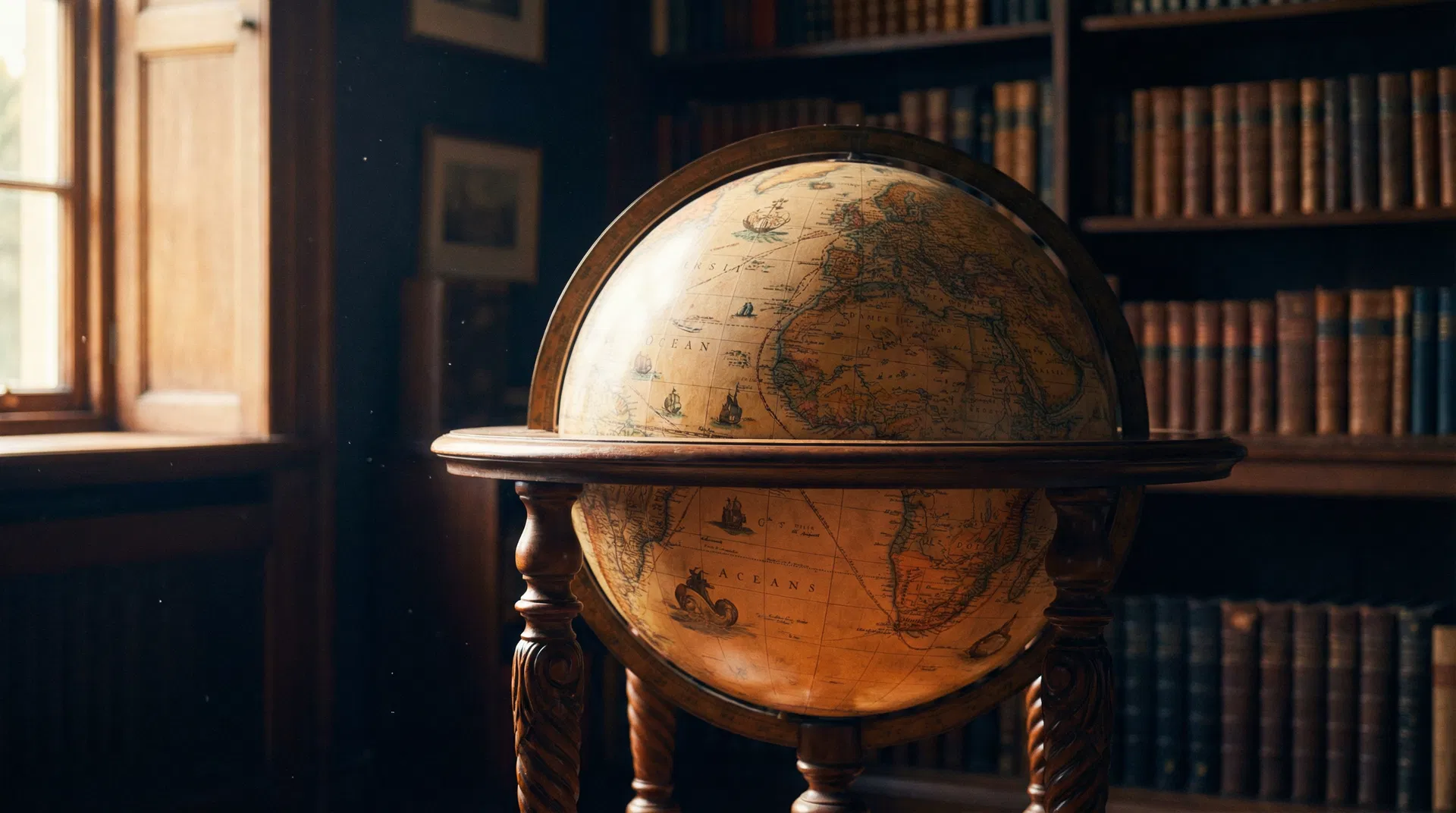 Antique globe in study