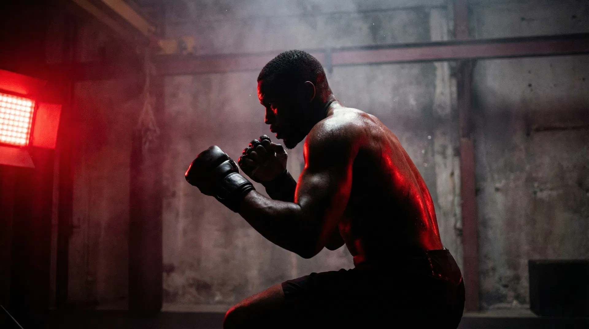 Lutador MMA em posição de combate