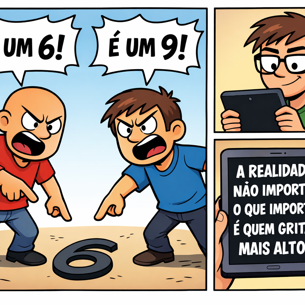 Tirinha Satírica sobre Interpretação vs Realidade