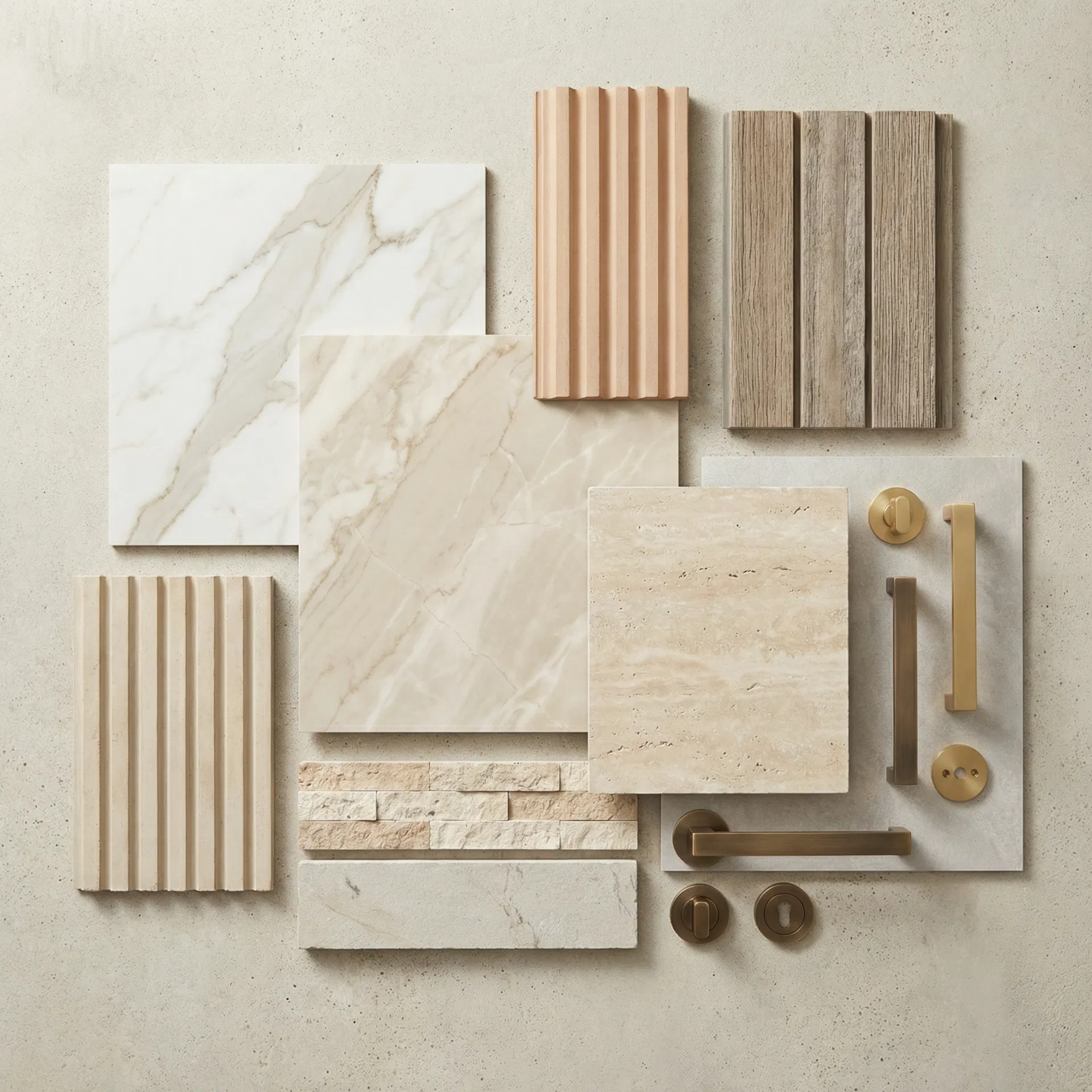Premium building materials - porcelain tiles, stone veneer, and hardware