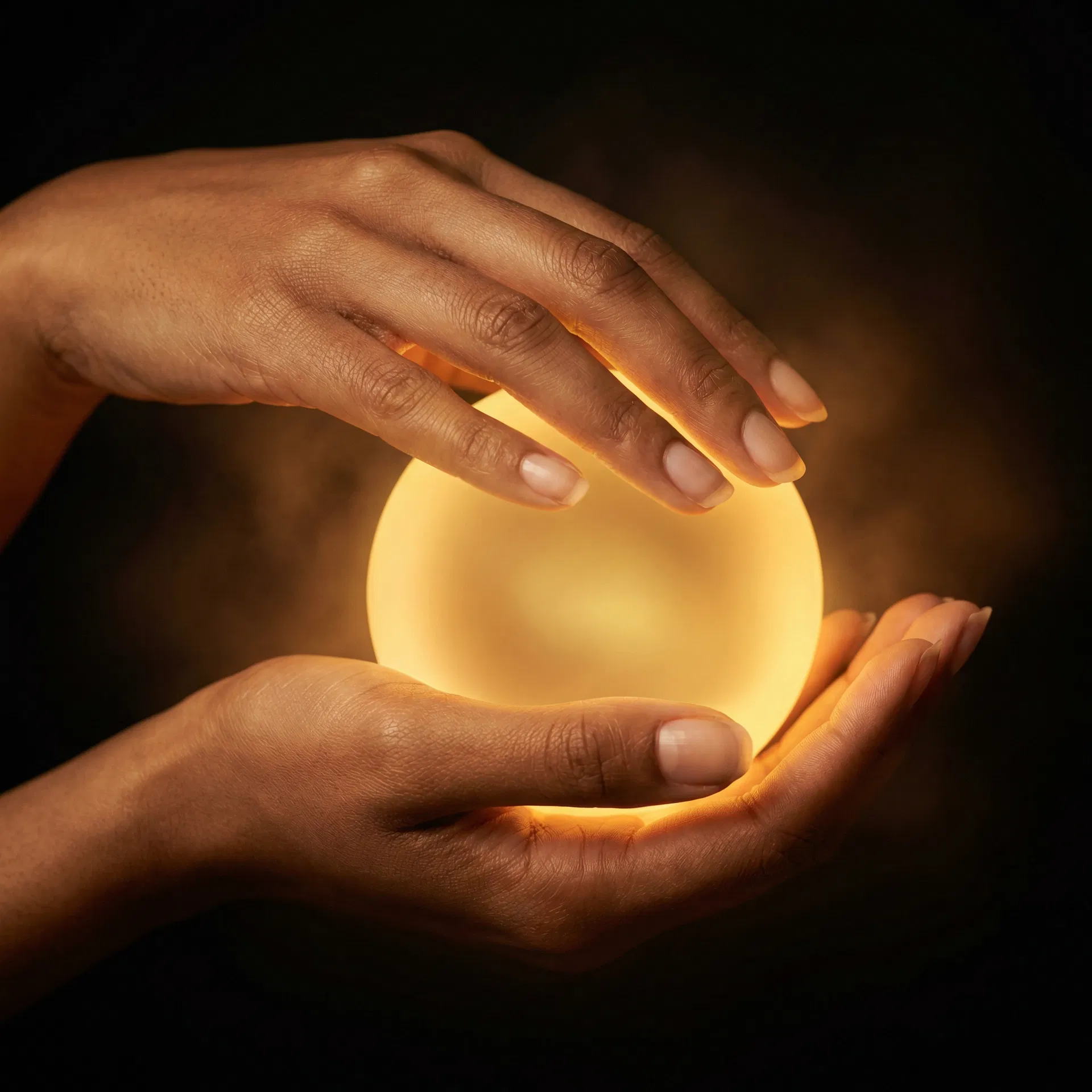 Mains portant la lumière — symbolisant l'accompagnement bienveillant